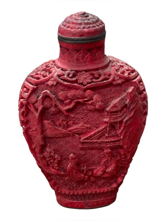 Other - Vintage Red Asian Snuff Bottle 3 Inches Tall Asian Collectible